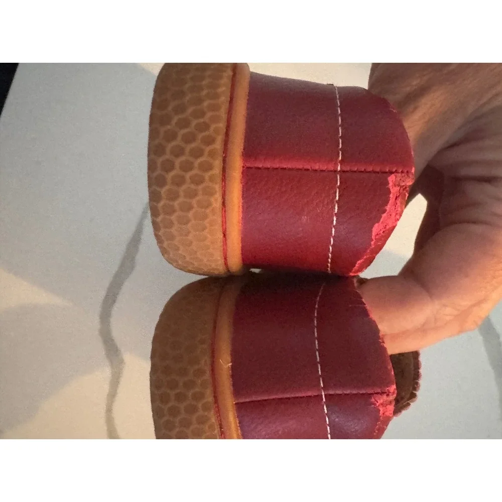 Livie & Luca Red Leather Ruffle Mary Jane Toddler Shoes Size 8 Petal Flats